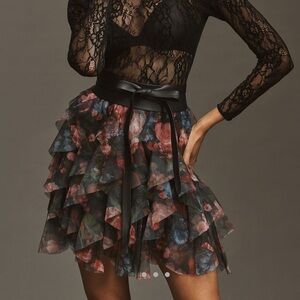 Cheri ruffled tulle mini skirt Anthropologie NWT